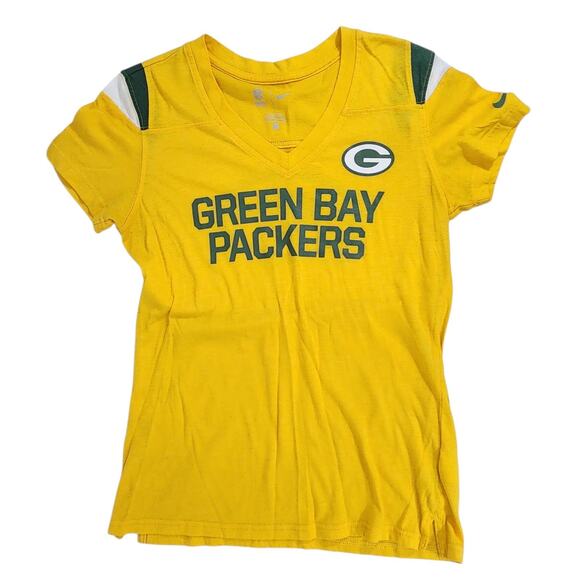 3 NIKE GREEN BAY PACKERS WOMENS T-SHIRTS LOT FITTED V-NECK FAN FOOTBALL SPORTS - Picture 2 of 11